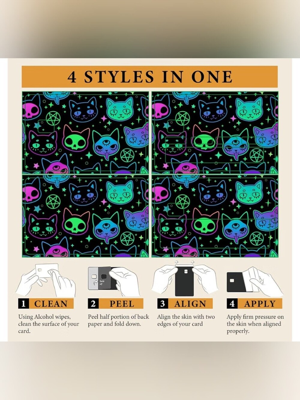 Credit Card Skin, Cute Debit Card Skin Sticker, 4Pcs Stylish Slim Anti-Wrinkling - Picture 5 of 5